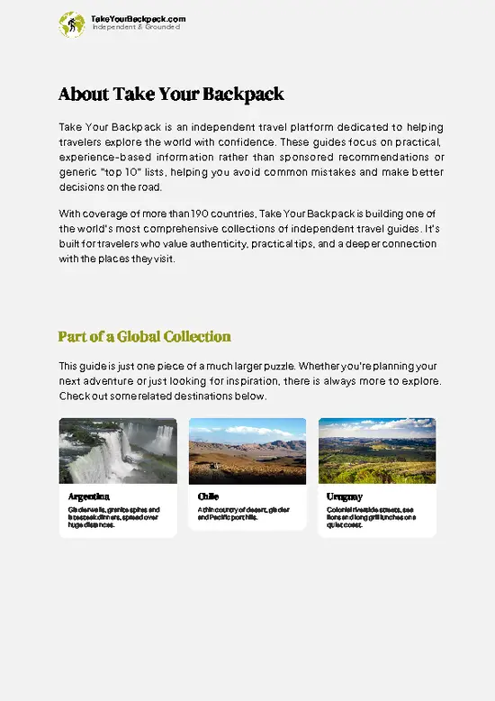 example page 1 from our offline Travel Guide for Falkland Islands